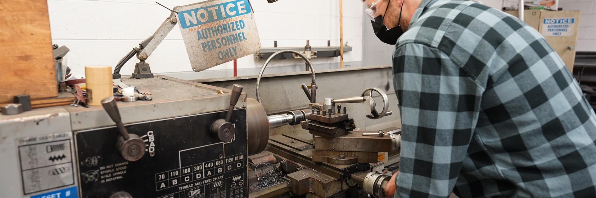 CNC machinist working