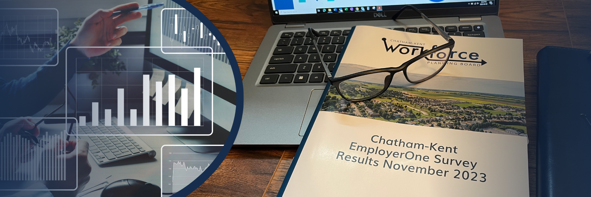 Chatham-Kent Workforce Planning Board reports on a table with a laptop.